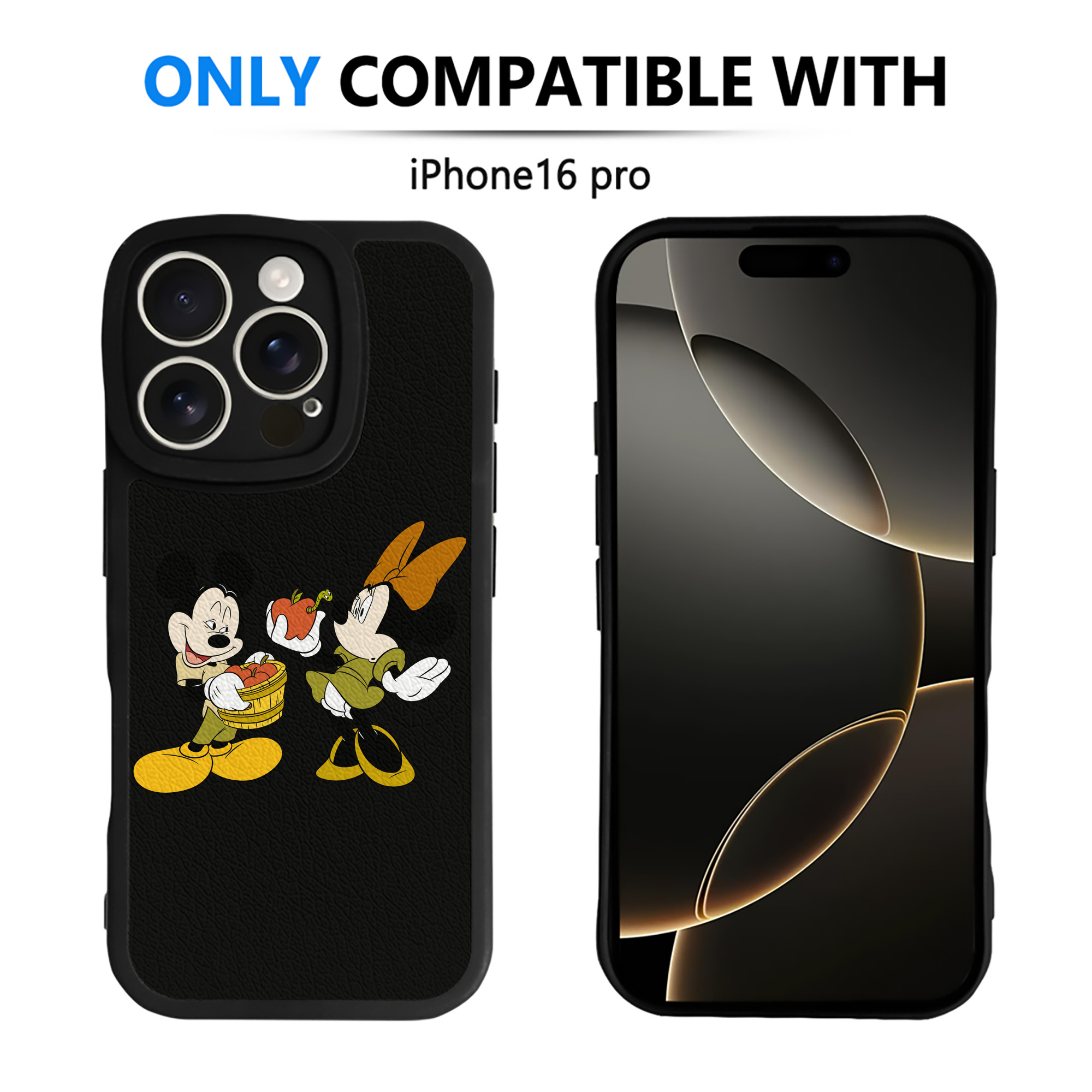 （画像用） ミッキーマウス Mickey Mouse 【iPhone 16シリーズ対応】シリコンスマホケース（レザー調） 材質：シリコン